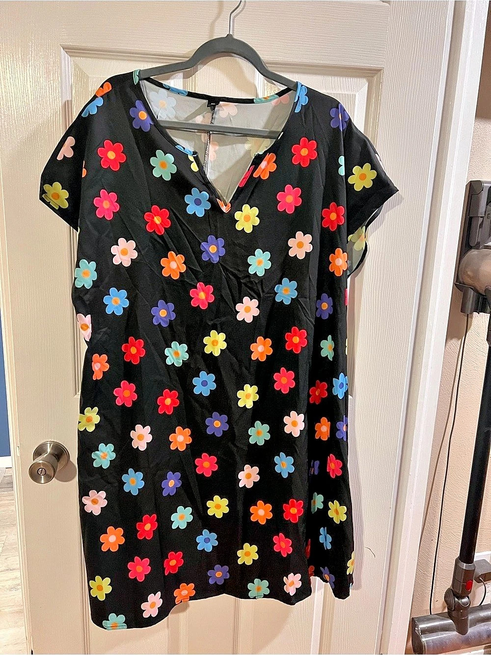 Floral Mini Dress in Black & Multicolor Like New